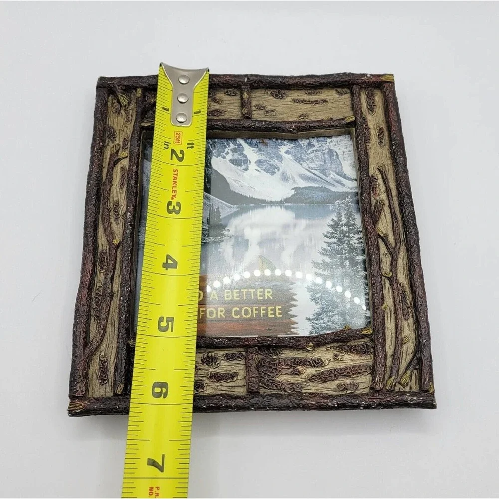 Rustic Faux Wood Log Cabin Picture Frame Cottage Decor